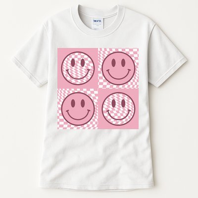 Funny Face Shirt Checkered Pattern Smile Face Meme Trendy Tall T-Shirt