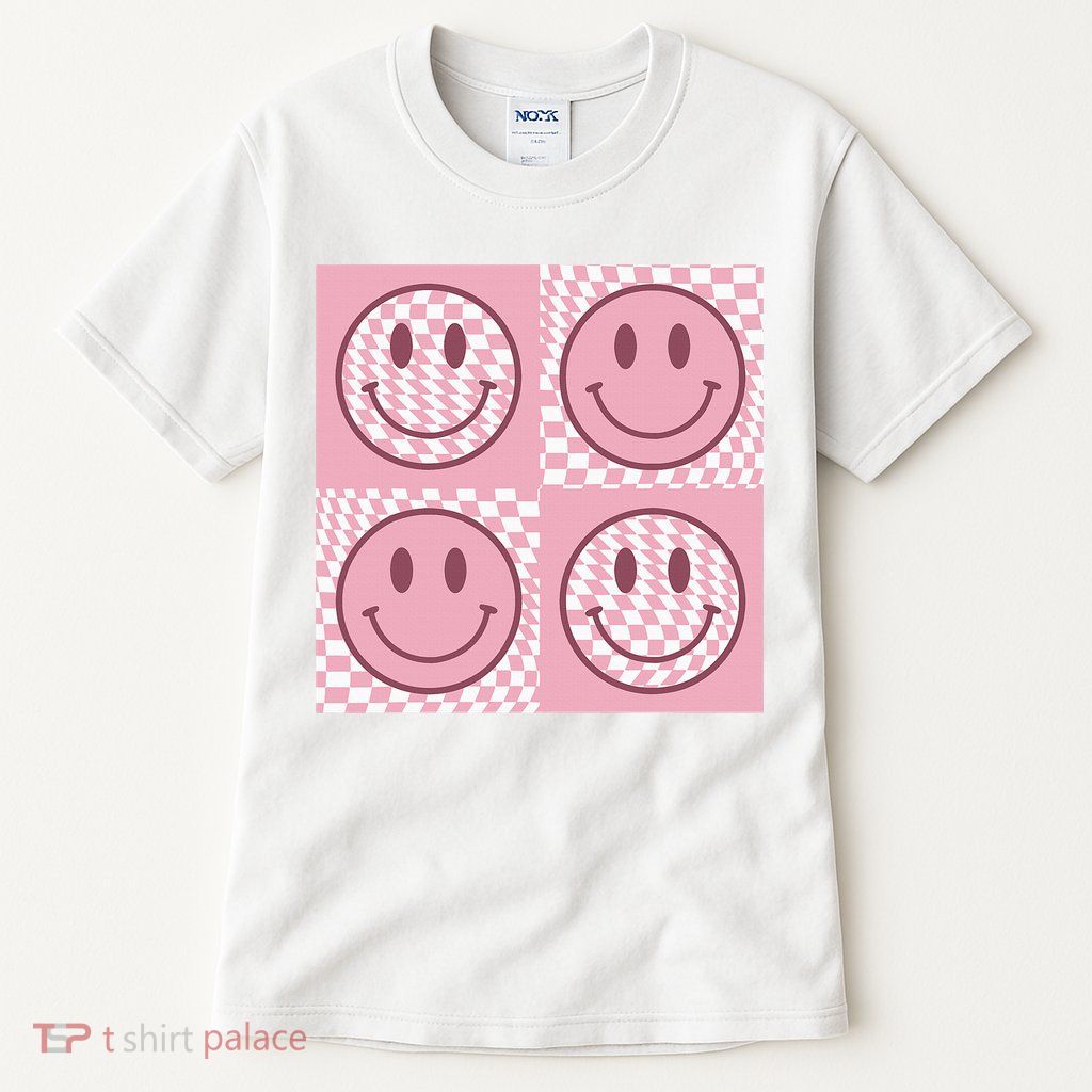 Funny Face Shirt Checkered Pattern Smile Face Meme Trendy Tall T-Shirt