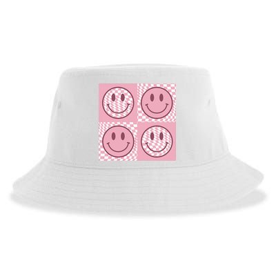 Funny Face Shirt Checkered Pattern Smile Face Meme Trendy Sustainable Bucket Hat