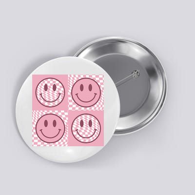 Funny Face Shirt Checkered Pattern Smile Face Meme Trendy Button