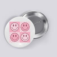 Funny Face Shirt Checkered Pattern Smile Face Meme Trendy Button