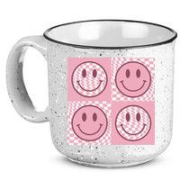 Funny Face Shirt Checkered Pattern Smile Face Meme Trendy 15oz Campfire Ceramic Mug