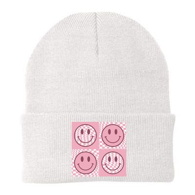 Funny Face Shirt Checkered Pattern Smile Face Meme Trendy Beanie