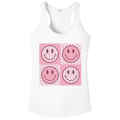 Funny Face Shirt Checkered Pattern Smile Face Meme Trendy Ladies PosiCharge Competitor Racerback Tank