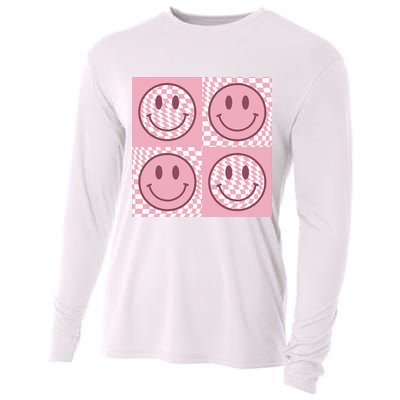 Funny Face Shirt Checkered Pattern Smile Face Meme Trendy Cooling Performance Long Sleeve Crew