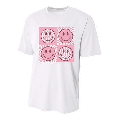 Funny Face Shirt Checkered Pattern Smile Face Meme Trendy Youth Performance Sprint T-Shirt