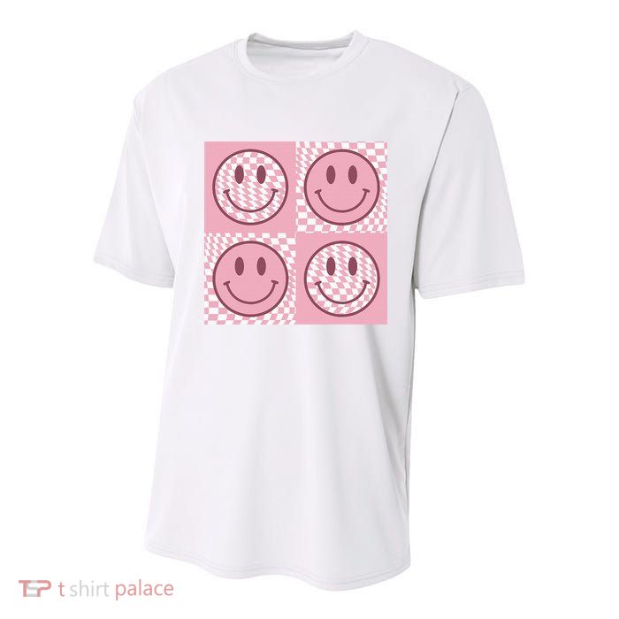 Funny Face Shirt Checkered Pattern Smile Face Meme Trendy Youth Performance Sprint T-Shirt