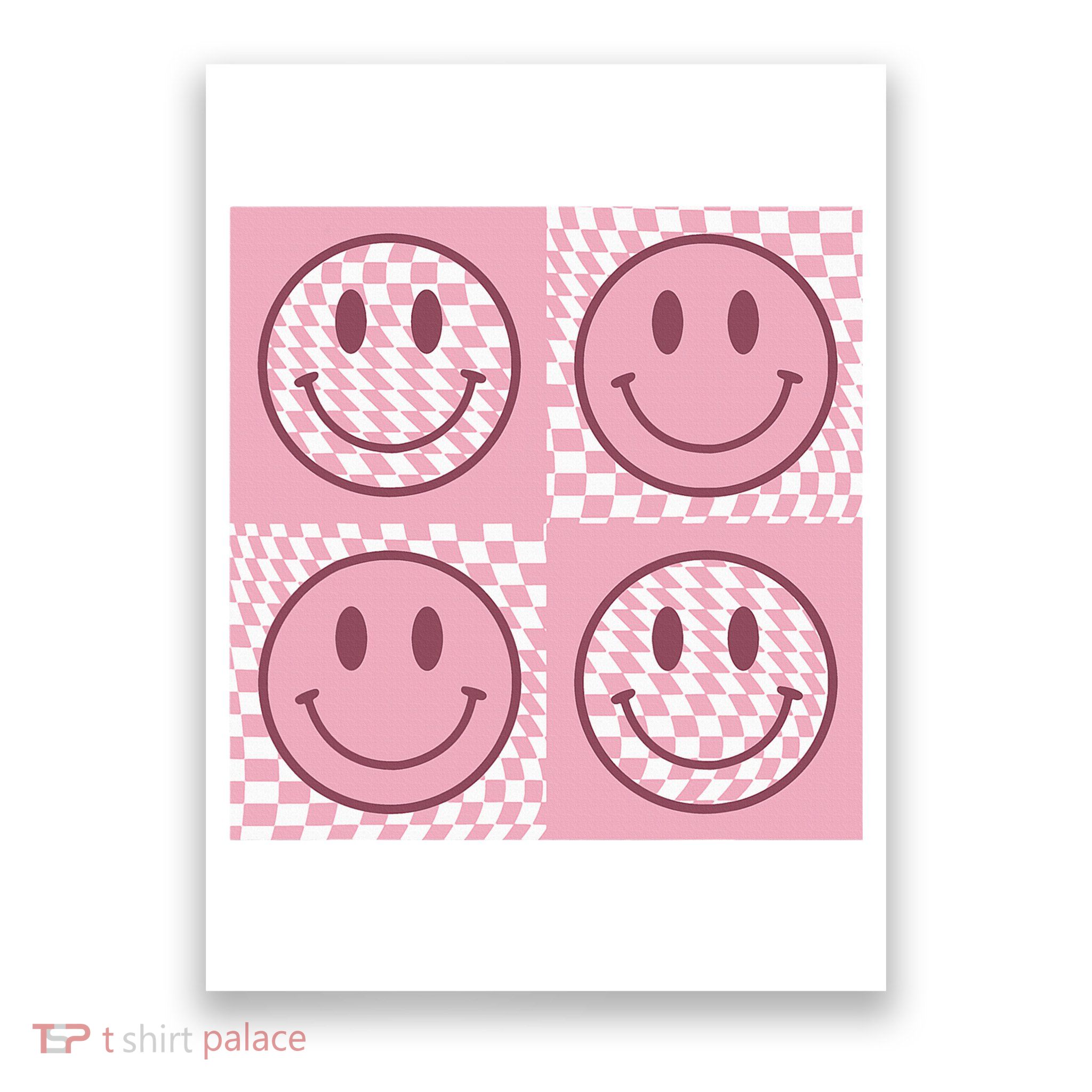 Funny Face Shirt Checkered Pattern Smile Face Meme Trendy Poster