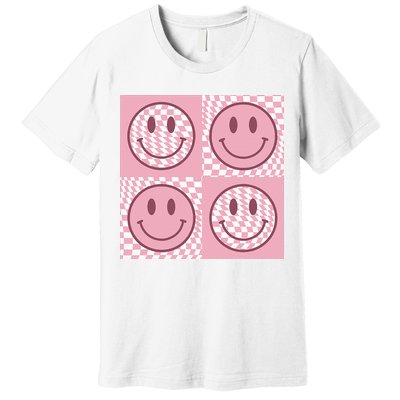 Funny Face Shirt Checkered Pattern Smile Face Meme Trendy Premium T-Shirt