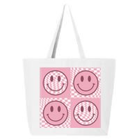 Funny Face Shirt Checkered Pattern Smile Face Meme Trendy 25L Jumbo Tote