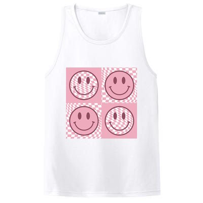 Funny Face Shirt Checkered Pattern Smile Face Meme Trendy PosiCharge Competitor Tank