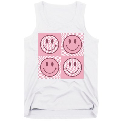 Funny Face Shirt Checkered Pattern Smile Face Meme Trendy Tank Top