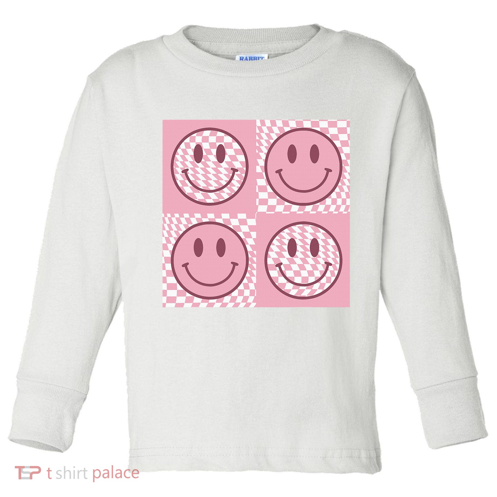 Funny Face Shirt Checkered Pattern Smile Face Meme Trendy Toddler Long Sleeve Shirt