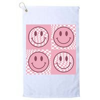Funny Face Shirt Checkered Pattern Smile Face Meme Trendy Golf Towel