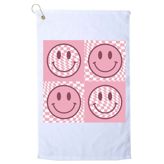 Funny Face Shirt Checkered Pattern Smile Face Meme Trendy Golf Towel