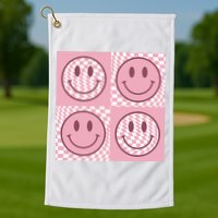 Funny Face Shirt Checkered Pattern Smile Face Meme Trendy Golf Towel