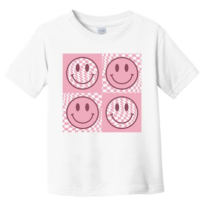 Funny Face Shirt Checkered Pattern Smile Face Meme Trendy Toddler T-Shirt