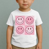 Funny Face Shirt Checkered Pattern Smile Face Meme Trendy Toddler T-Shirt