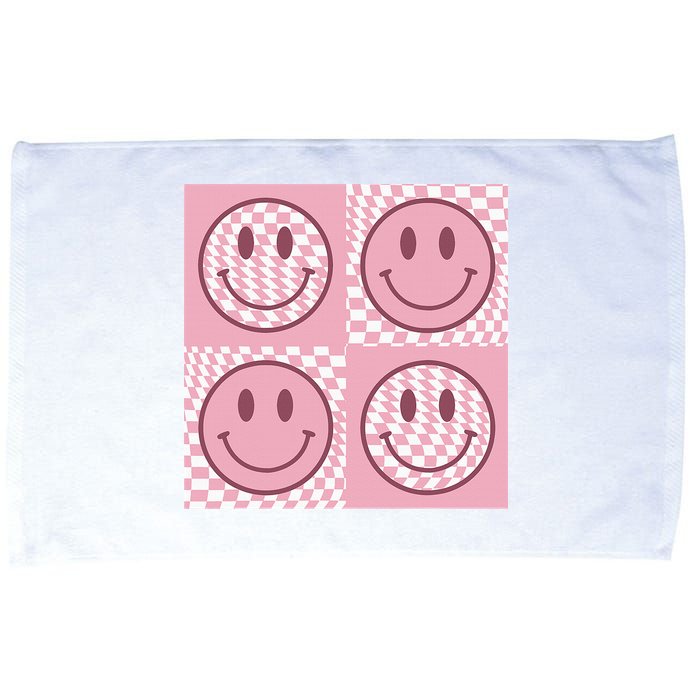 Funny Face Shirt Checkered Pattern Smile Face Meme Trendy Microfiber Hand Towel