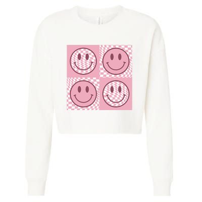 Funny Face Shirt Checkered Pattern Smile Face Meme Trendy Cropped Pullover Crew