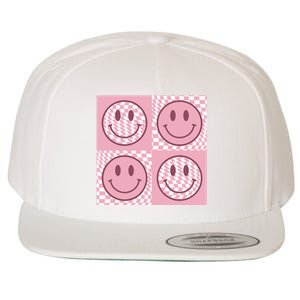 Funny Face Shirt Checkered Pattern Smile Face Meme Trendy Wool Snapback Cap