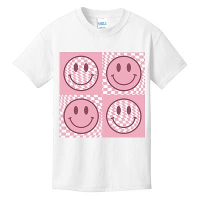 Funny Face Shirt Checkered Pattern Smile Face Meme Trendy Kids T-Shirt