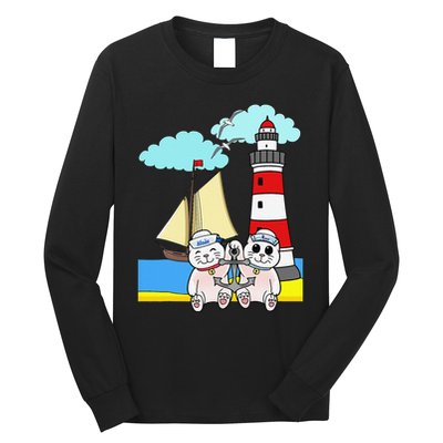 Funny Funny Sailors Cats Maritime Children Anchor Long Sleeve Shirt