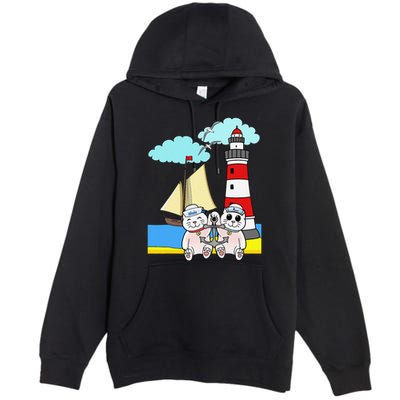 Funny Funny Sailors Cats Maritime Children Anchor Premium Pullover Hoodie