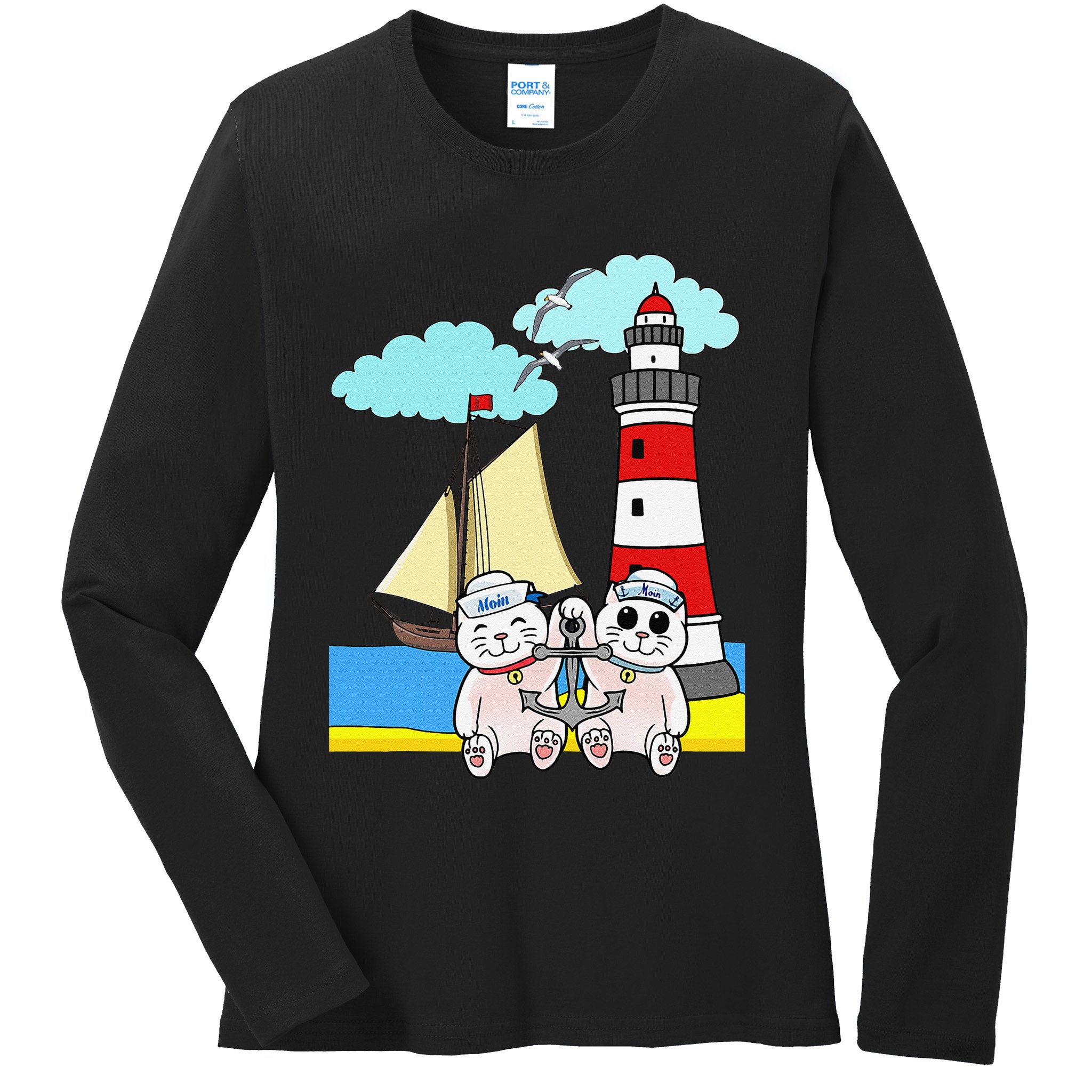 Funny Funny Sailors Cats Maritime Children Anchor Ladies Long Sleeve Shirt