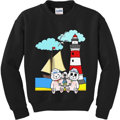 Funny Funny Sailors Cats Maritime Children Anchor Kids Sweatshirt
