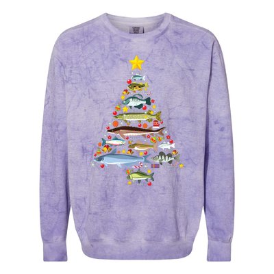 Freshwater Fish Species Christmas Tree Fishing Xmas Colorblast Crewneck Sweatshirt