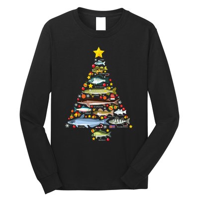 Freshwater Fish Species Christmas Tree Fishing Xmas Long Sleeve Shirt