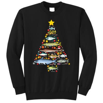 Freshwater Fish Species Christmas Tree Fishing Xmas Sweatshirt