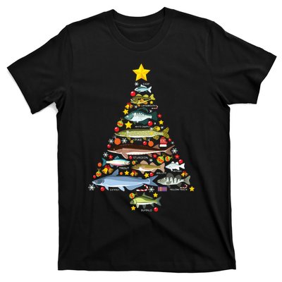 Freshwater Fish Species Christmas Tree Fishing Xmas T-Shirt