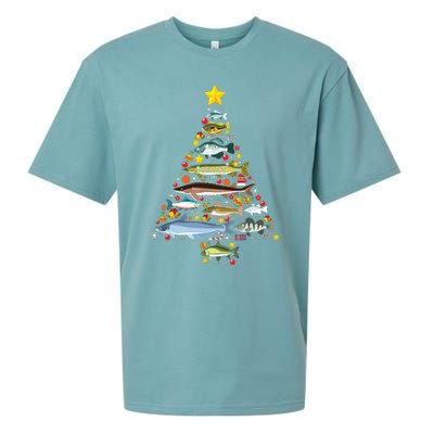 Freshwater Fish Species Christmas Tree Fishing Xmas Sueded Cloud Jersey T-Shirt