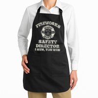 Funny Fireworks Safety Director Firefighter America Red Pyro Apron