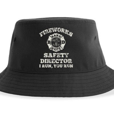 Funny Fireworks Safety Director Firefighter America Red Pyro Sustainable Bucket Hat