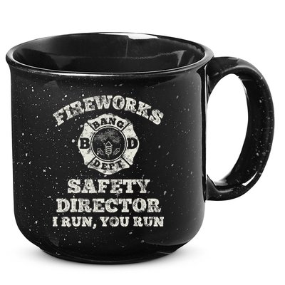 Funny Fireworks Safety Director Firefighter America Red Pyro 15oz Campfire Ceramic Mug