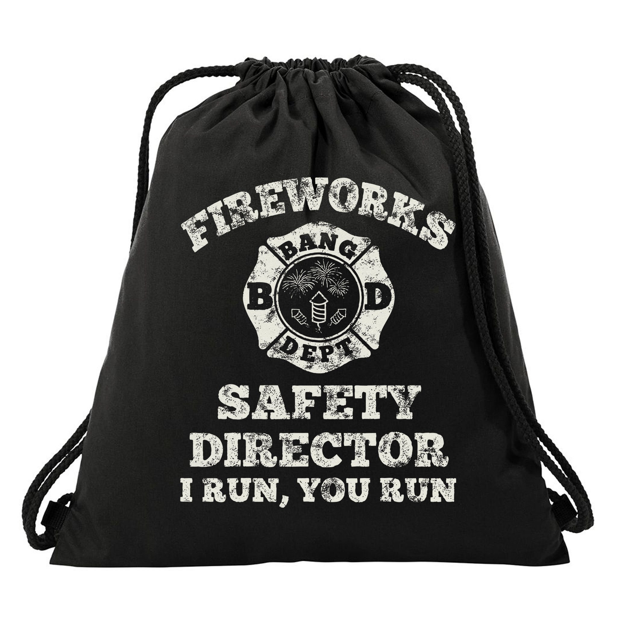 Funny Fireworks Safety Director Firefighter America Red Pyro Drawstring Bag