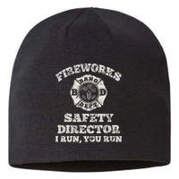 Funny Fireworks Safety Director Firefighter America Red Pyro Sustainable Beanie