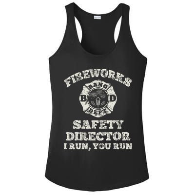 Funny Fireworks Safety Director Firefighter America Red Pyro Ladies PosiCharge Competitor Racerback Tank