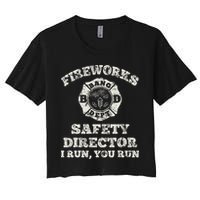 Funny Fireworks Safety Director Firefighter America Red Pyro Women's Crop Top Tee