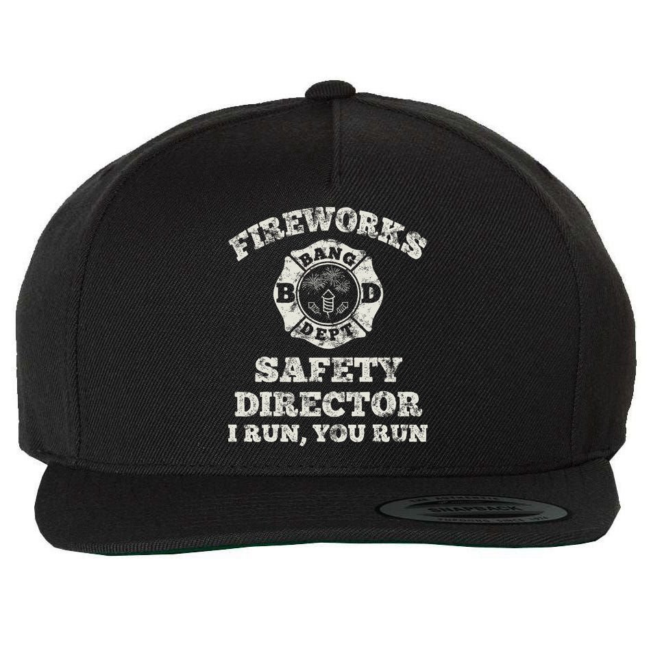 Funny Fireworks Safety Director Firefighter America Red Pyro Wool Snapback Cap