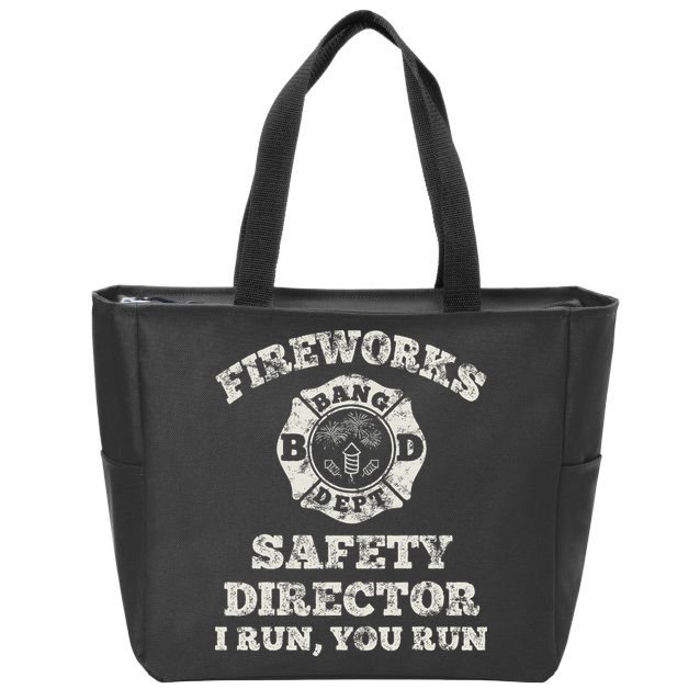 Funny Fireworks Safety Director Firefighter America Red Pyro Zip Tote Bag