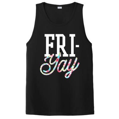 Fri-Yay Funny Teacher Weekend Back To School Flowers Friday PosiCharge Competitor Tank