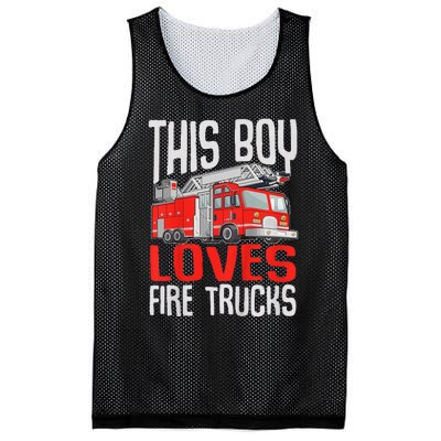 Firefighter Funny This Boy Loves Fire Trucks Mesh Reversible Basketball Jersey Tank