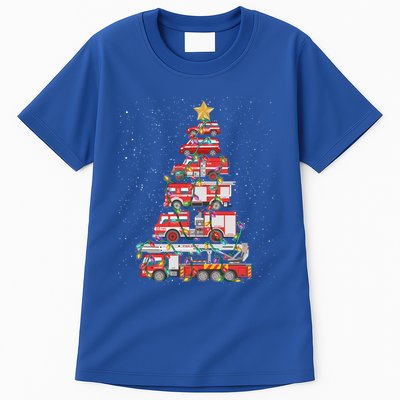 Funny Firefighter Tree Fire Truck Christmas Merry Xmas Gift Tall T-Shirt