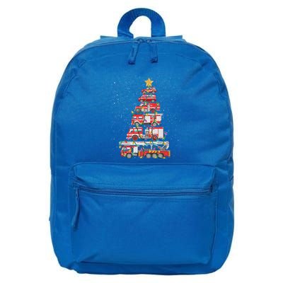 Funny Firefighter Tree Fire Truck Christmas Merry Xmas Gift 16 in Basic Backpack