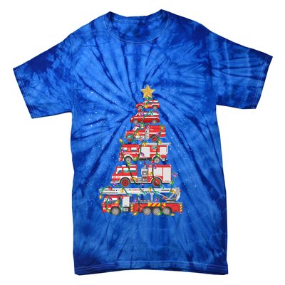 Funny Firefighter Tree Fire Truck Christmas Merry Xmas Gift Tie-Dye T-Shirt