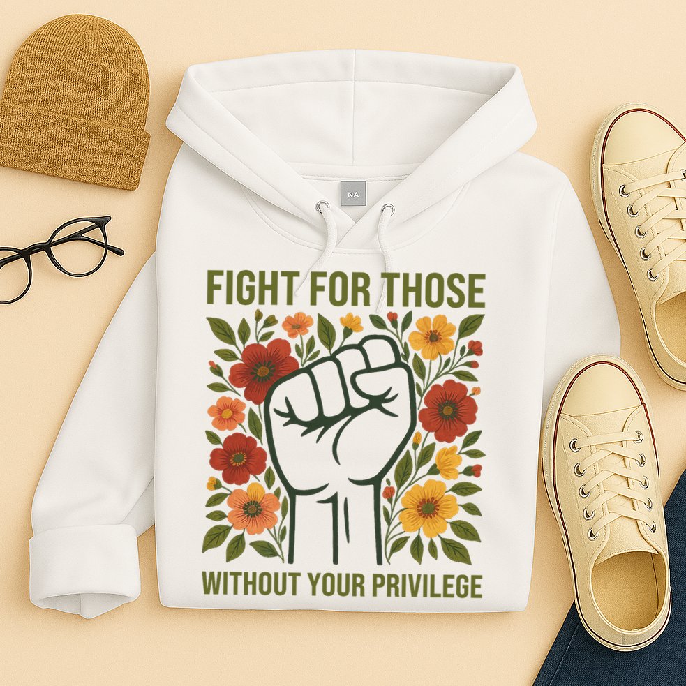 Fight For Those Without Your Privilege Quote Subtle Flower Hoodie